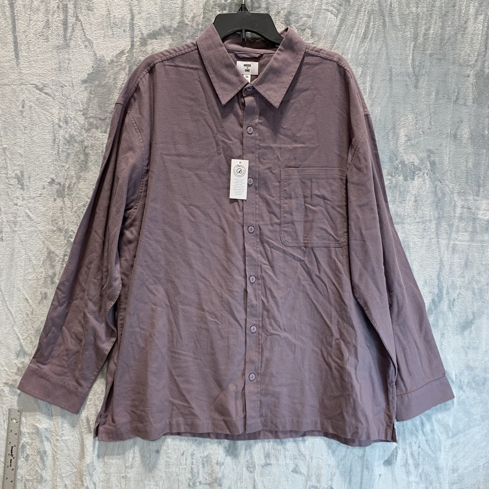 Mode of One Men's Button Up Shirt Flannel Purple‎ XXL 100% Cotton Long Sleeve